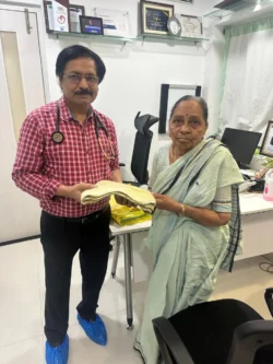 85 yr old poor wiever from Karimnagar was treated for heart attack by me by stenting 27 yr back with BMS. She expresses her gratitude by donating the cotton towels waived by her. I use them in my house sincerely.